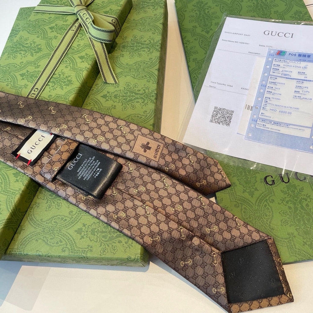 Gucci Style Men's GG Diamond Jacquard Silk Tie