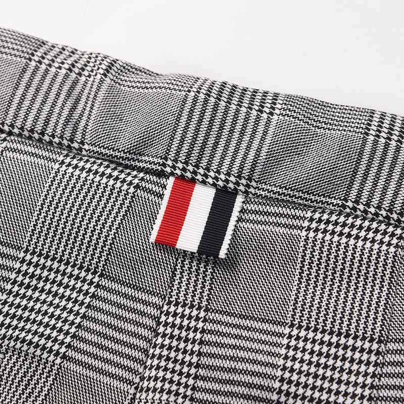 Thom Browne Style Men's Plaid Trousers