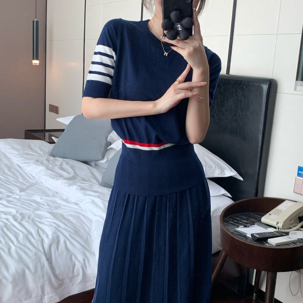 Thom Browne Women's T-Shirt & Midi Skirt Set