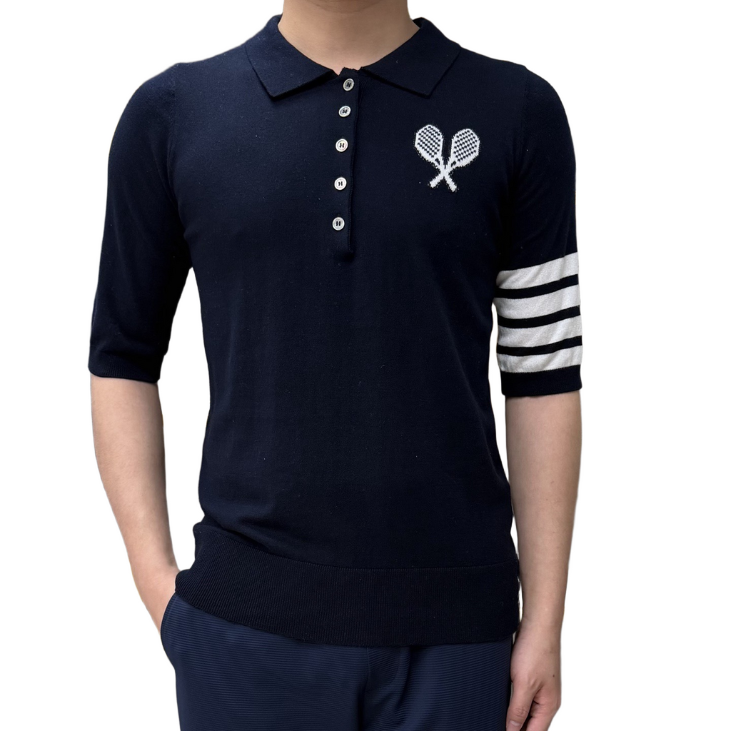 Tennis Racket Jacquard Polo Shirt | Thom Browne