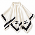 Chanel Style Contrast-Border Lightweight Shawl
