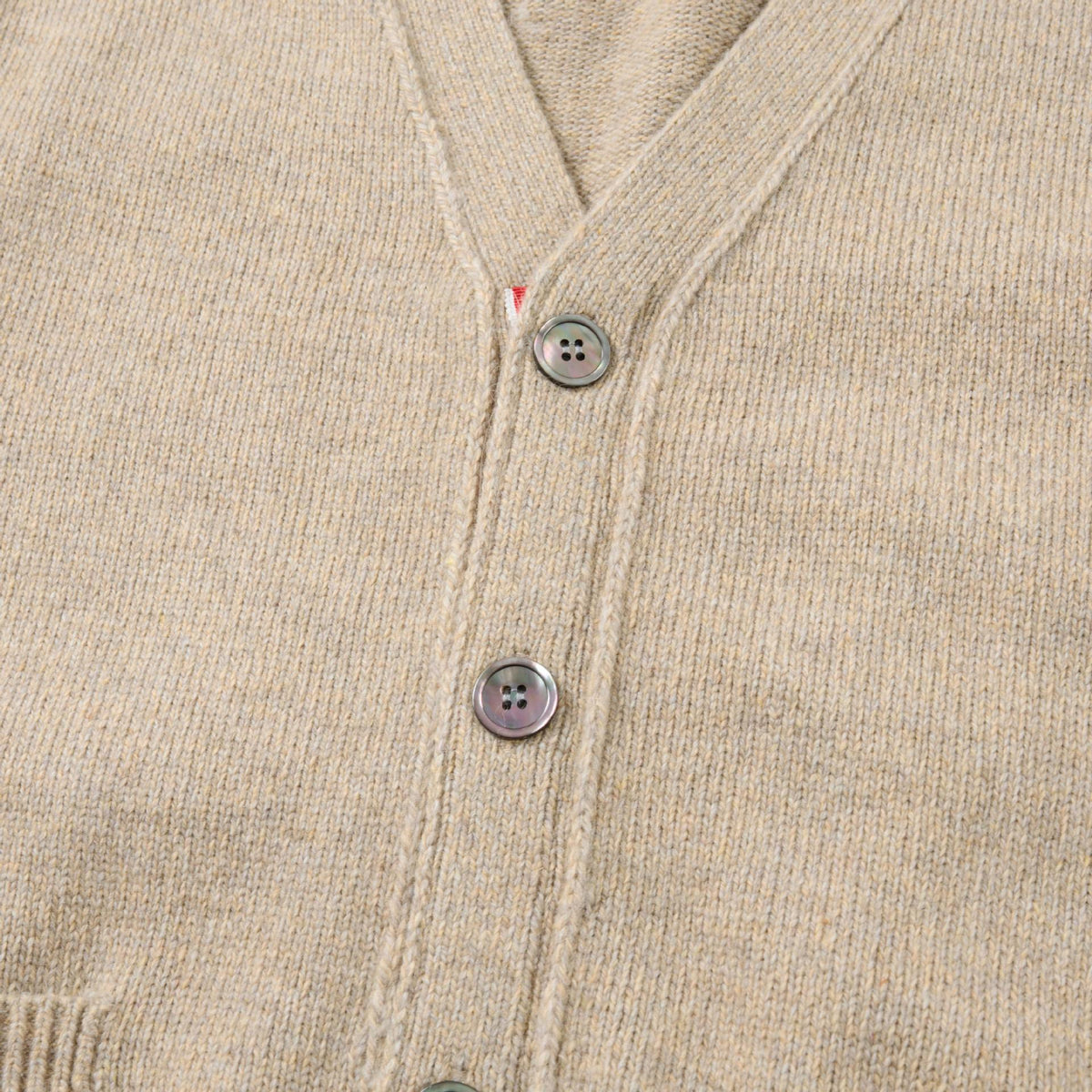 4 - Bar Premium Cotton V - Neck Cardigan - Classic Khaki Knit | Thom Browne
