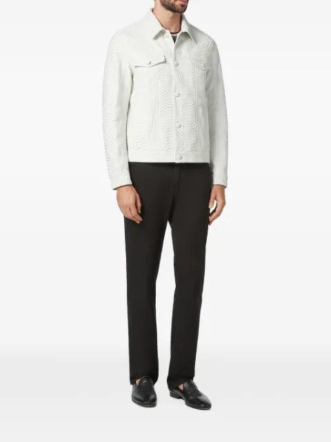 Billionaire snakeskin-effect button-up jacket