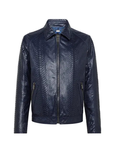 Billionaire python-skin zipped leather jacket