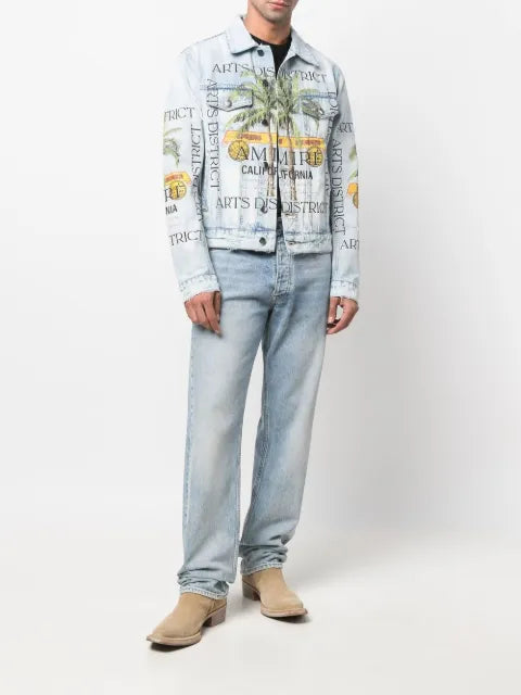 AMIRI graphic-print distressed-effect denim jacket