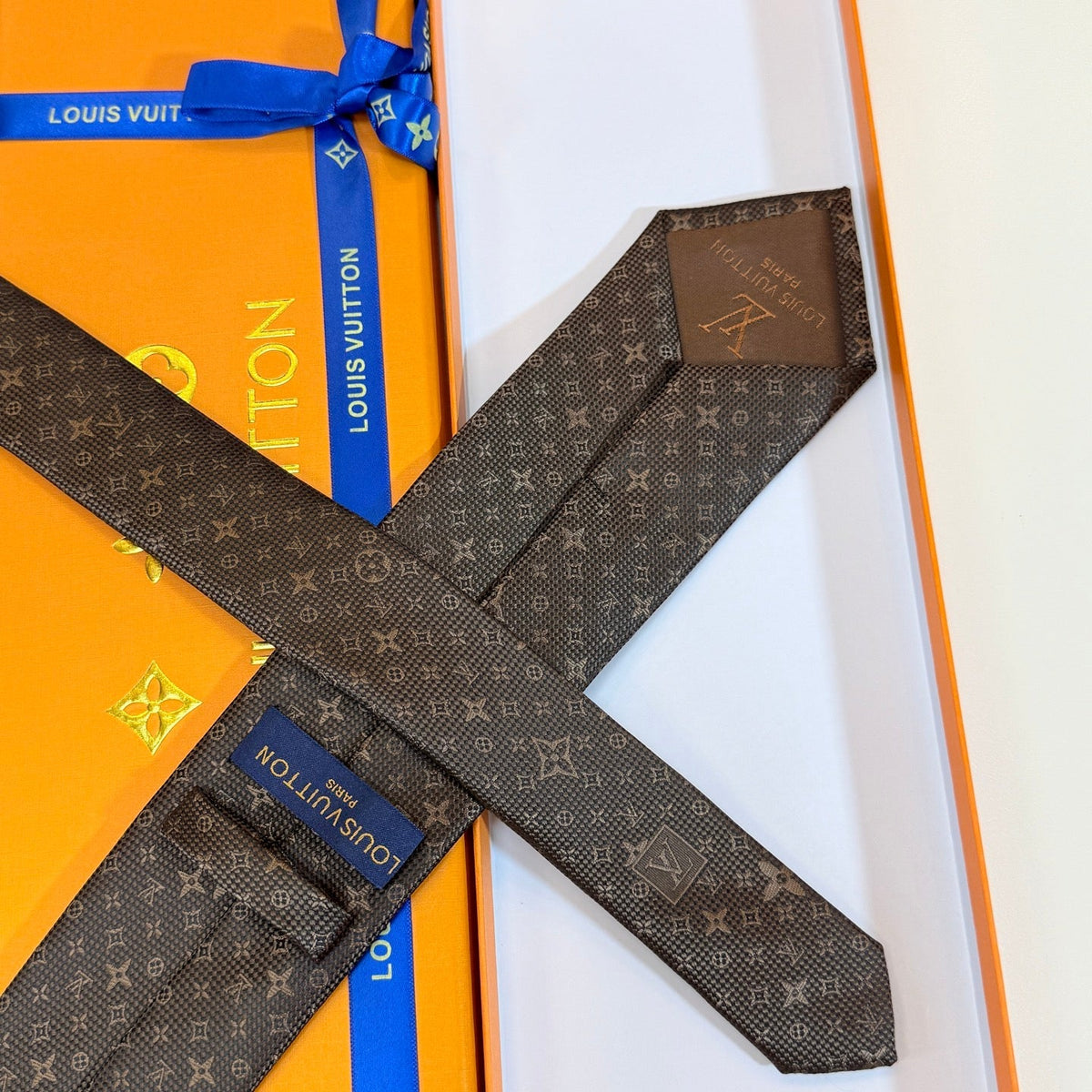 Louis Vuitton Style Men's Monogram Silk Tie