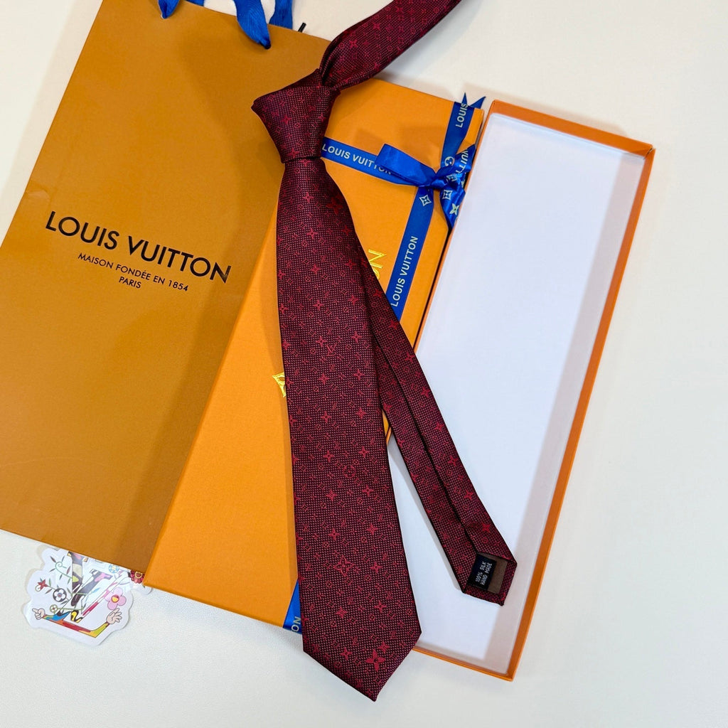 Louis Vuitton Style Men's Monogram Silk Tie