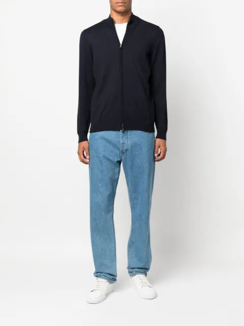 BOSS fine-knit zip-up cardigan