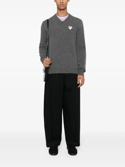 Comme Des Garçons Play heart-patch mélange-effect wool jumper