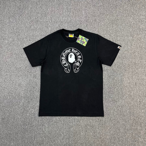 BAPE × Chrome Hearts Horseshoe Ape Head Center Print Unisex Oversized T-Shirt