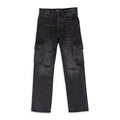 Black P011 Distressed Straight Leg Cargo Jeans