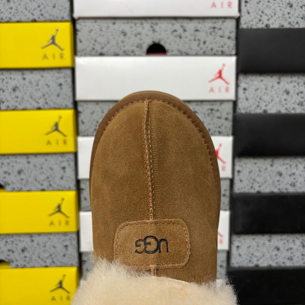 UGG Kallen Lace Slipper – Women’s Platform Suede Clog with Shearling Cuff in Chestnut