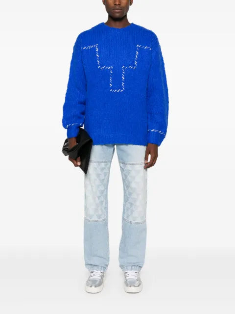 COUNTY OF MILAN logo-embroidered chunky-knit jumper