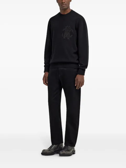 Roberto Cavalli logo-embroidered wool sweatshirt