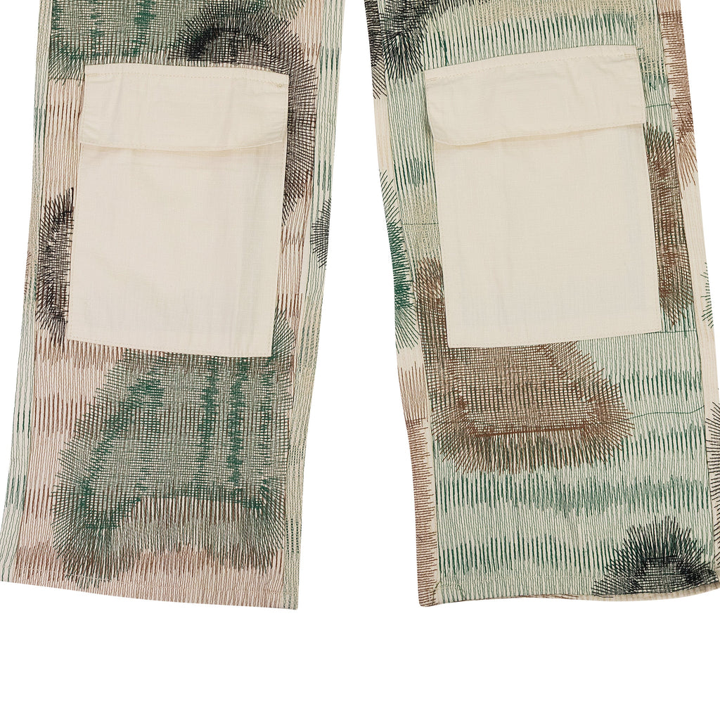 IVORY CAMOUFLAGE EMBROIDERY PANTS
