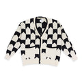 BLACK/CREAM CHEVRON CHECKERED KNIT CARDIGAN
