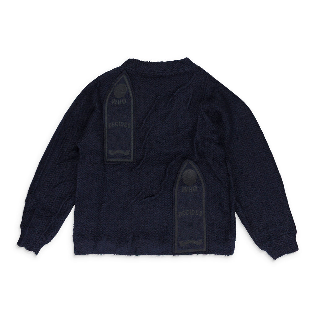 Black Gathered Collegiate Pullover Sweater