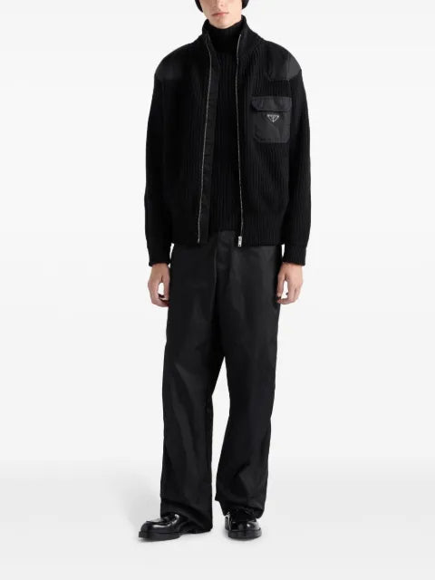 Prada logo-patch ribbed knit wool sweater