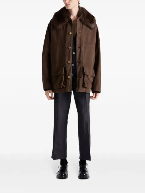 Prada cotton shearling-collar jacket