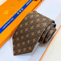 Louis Vuitton Style Men's Floral Monogram Silk Tie