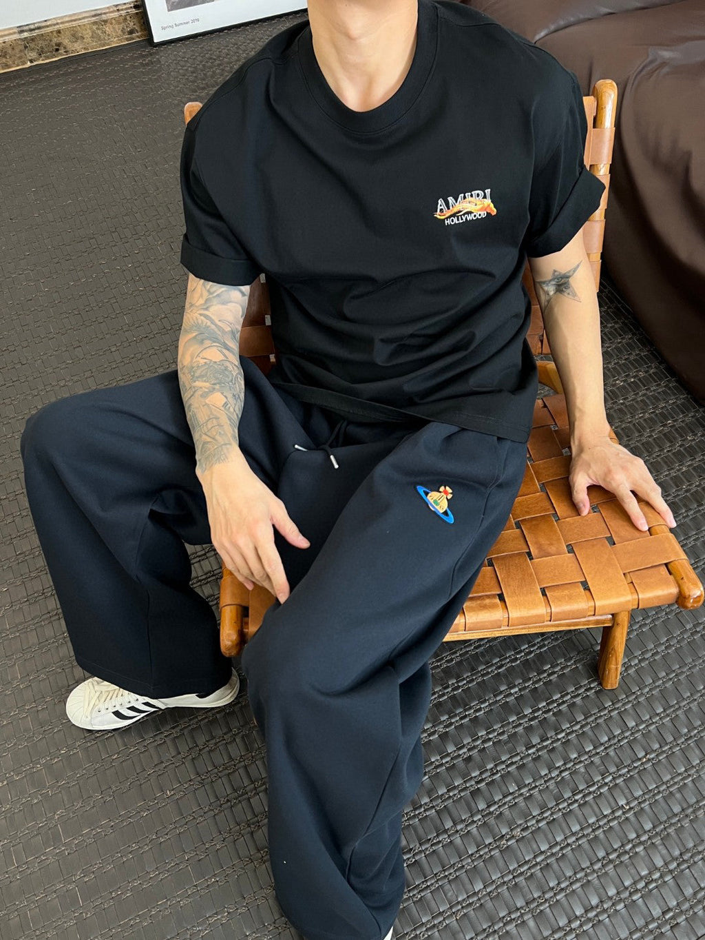 Amiri Hollywood Small Chest Graphic Crew‑Neck Short‑Sleeve T‑Shirt
