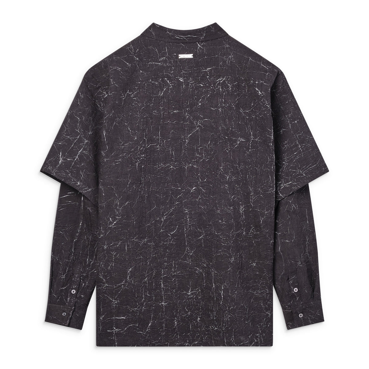 Black Textured Print Two-Layered L/S Shirt
