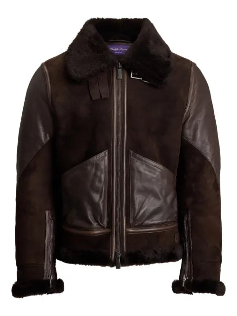 Ralph Lauren Purple Label shearling-collar biker jacket