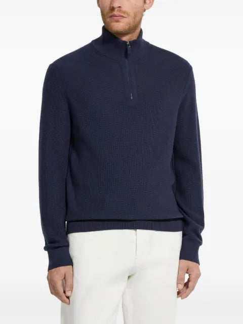 Zegna mock-neck half-zip cashmere sweater