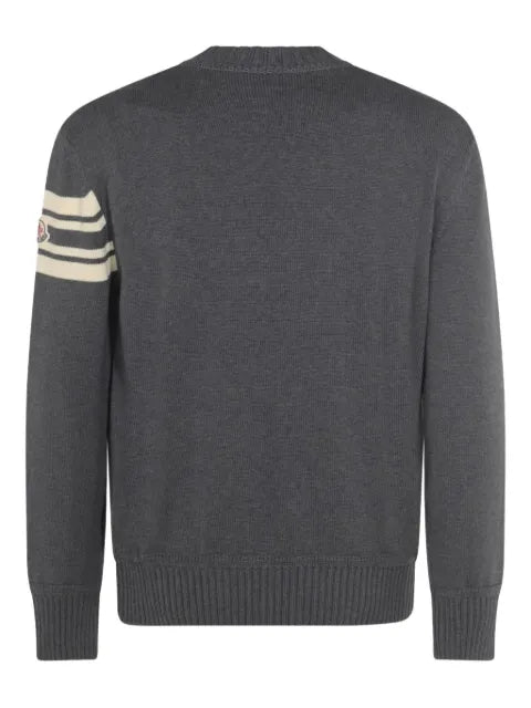 Moncler logo-embroidered striped-sleeve sweater