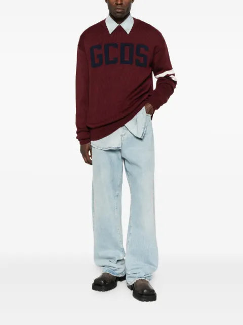 GCDS crew-neck stripe-detail sweater