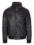 Moorer leather jacket with fur trim