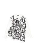 Black Comme Des Garçons side-button printed jacket