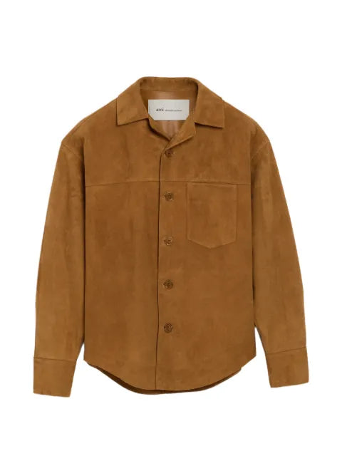 AMI Paris suede-finish button-up jacket