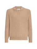 Brunello Cucinelli cashmere English rib sweater with Henley collar