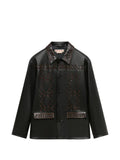 Marni black leather jacket with studded front
