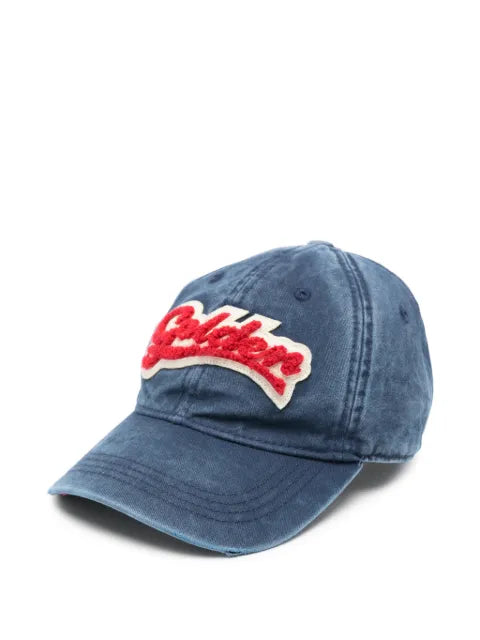 Golden Goose blue baseball cap with red-and-white terry cloth "Golden" patch