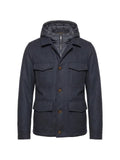 Moorer hooded button-fastening jacket