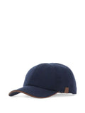 Eleventy cashmere baseball cap with leather trim