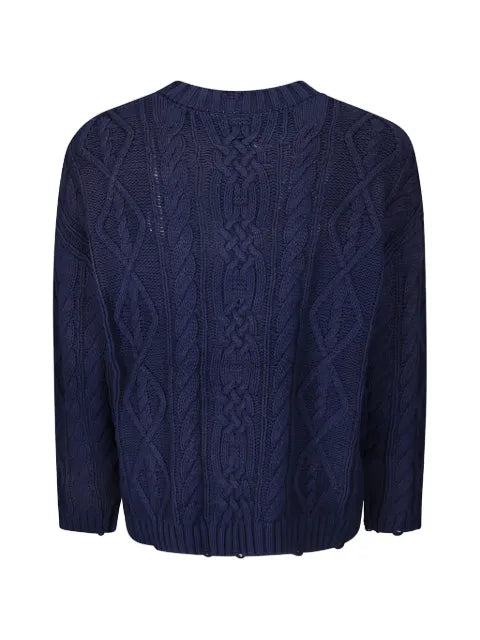 FOUND cable-knit distressed sweater