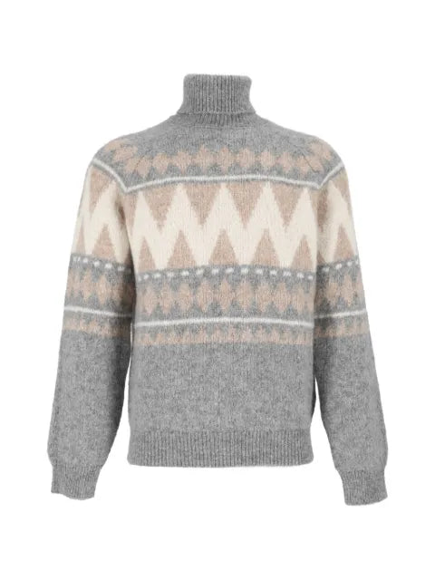 Peserico geometric-pattern roll-neck sweater