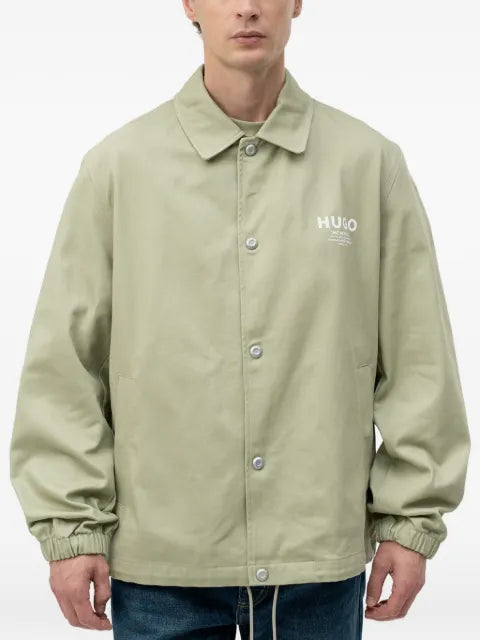 HUGO cotton-twill coach jacket with logo details