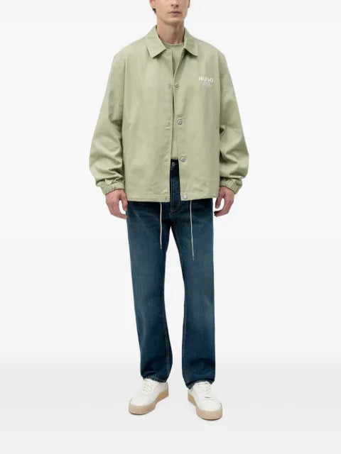 HUGO cotton-twill coach jacket with logo details