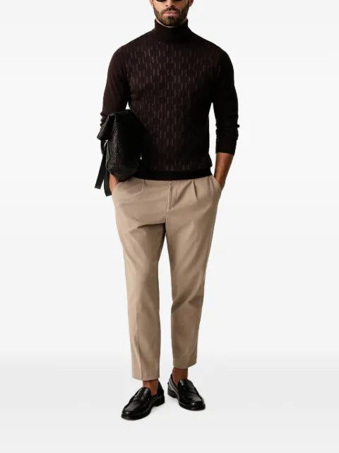 Karl Lagerfeld monogram-knit roll-neck sweater