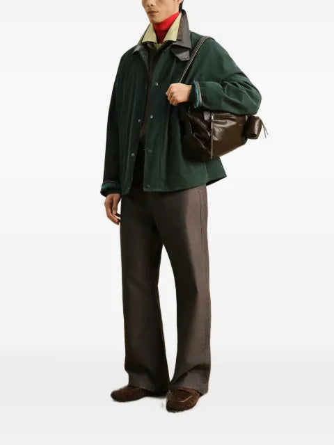 CROQUIS leather-collar corduroy jacket