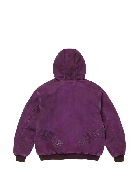 Supreme leather-appliqué hooded jacket