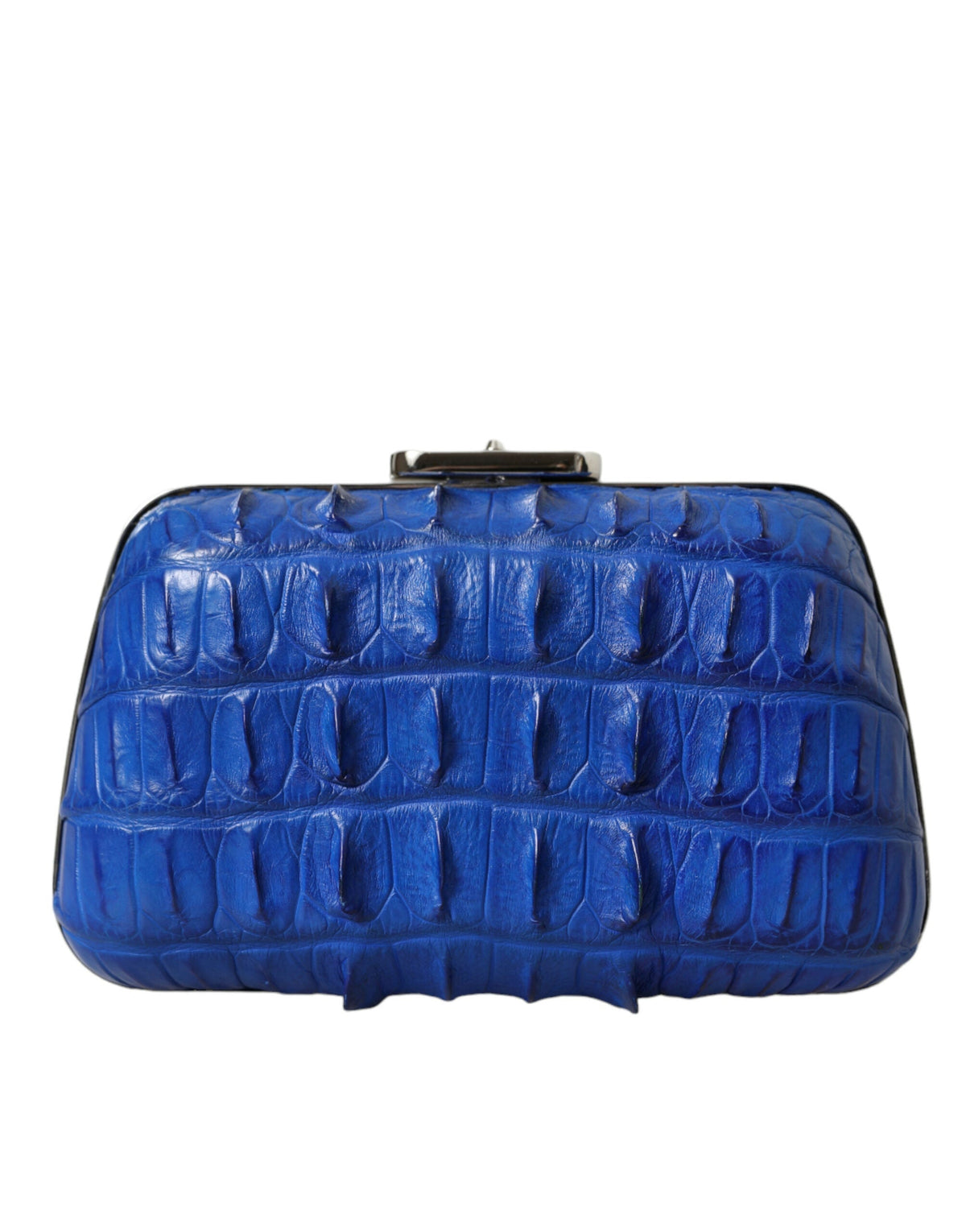 Blue Electrique Exotic Skin Shoulder Box Clutch