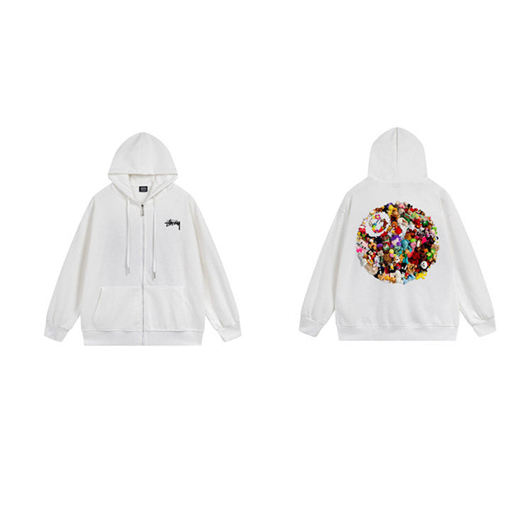 Stussy Hoodie Zip-Up Cardigan Fleece Hooded Sweater