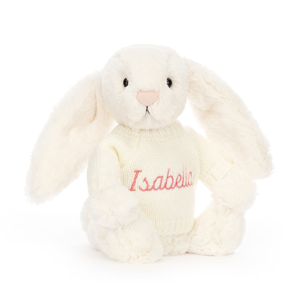 Bashful Cream Bunny with Personalized Cream Jumper