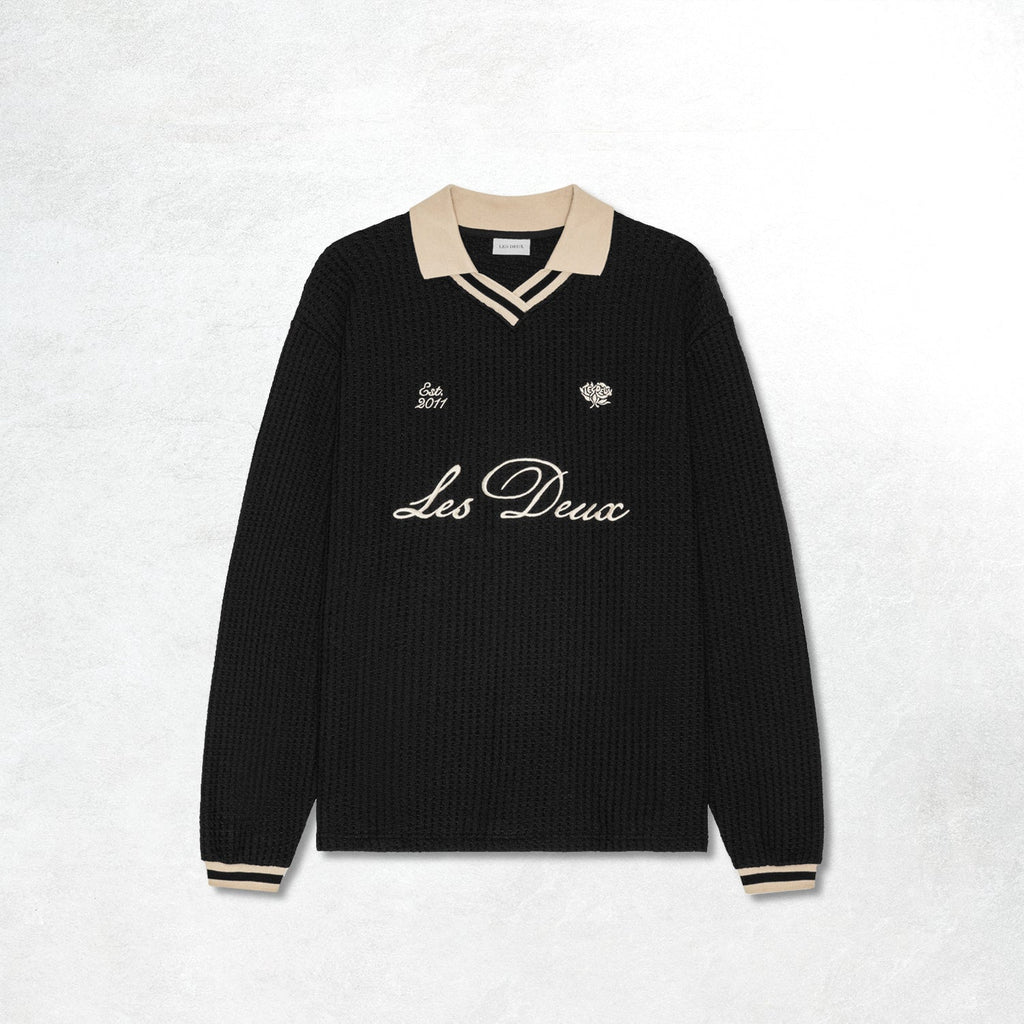 Les Deux Waffle Ls Football Jersey: Black
