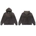 Vale Forever Washed Black Embroidered Cross Full Zip Hoodie